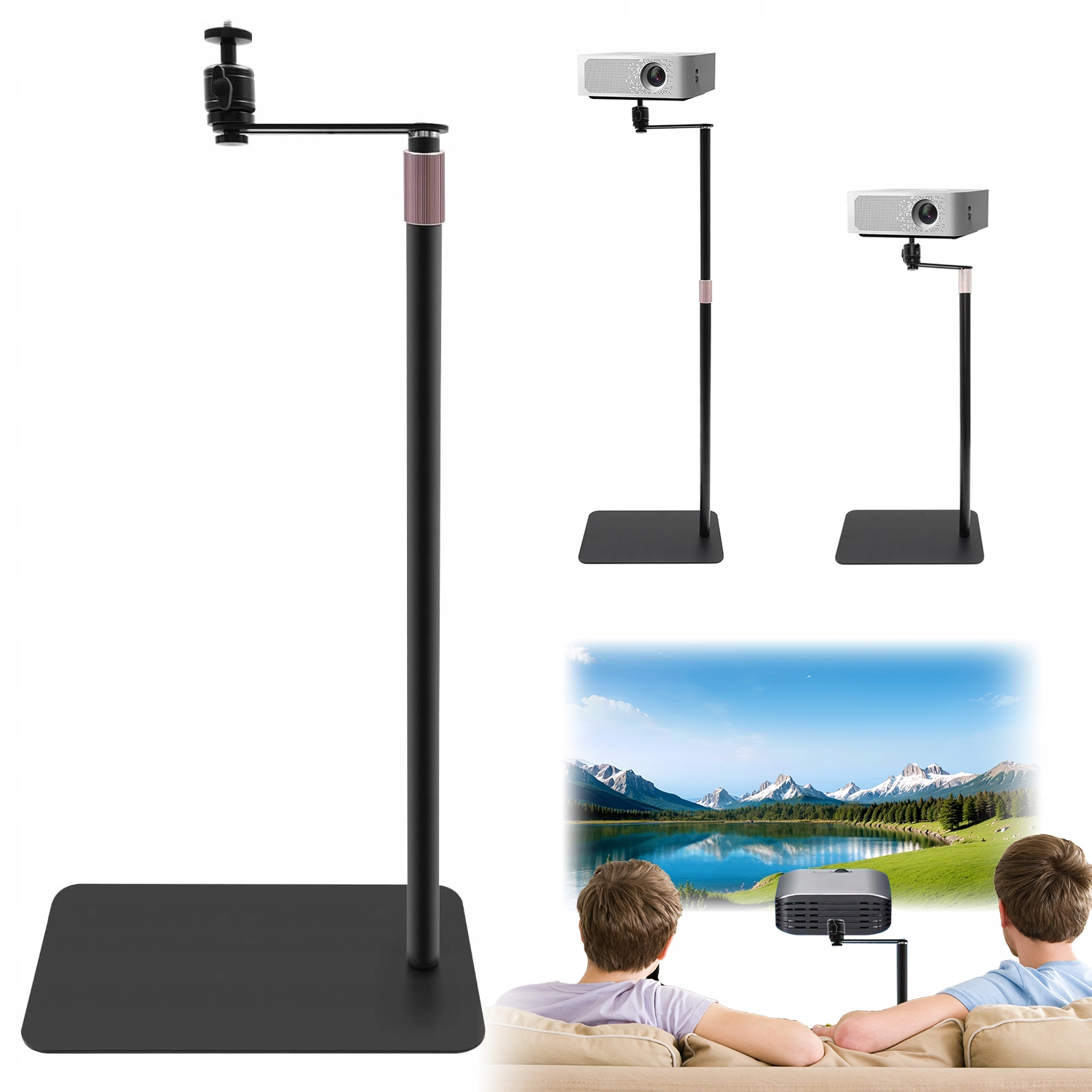 Stojan Pro Projektor Otočný O 360° Nastavitelná Výška 60-120 cm L-tvar