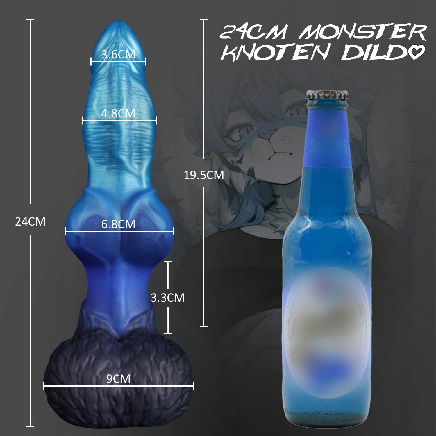 LOVIKEL Dildo Pies 24cm Realistyczny Silikonowy Z Przyssawką XXL — miniatura 7