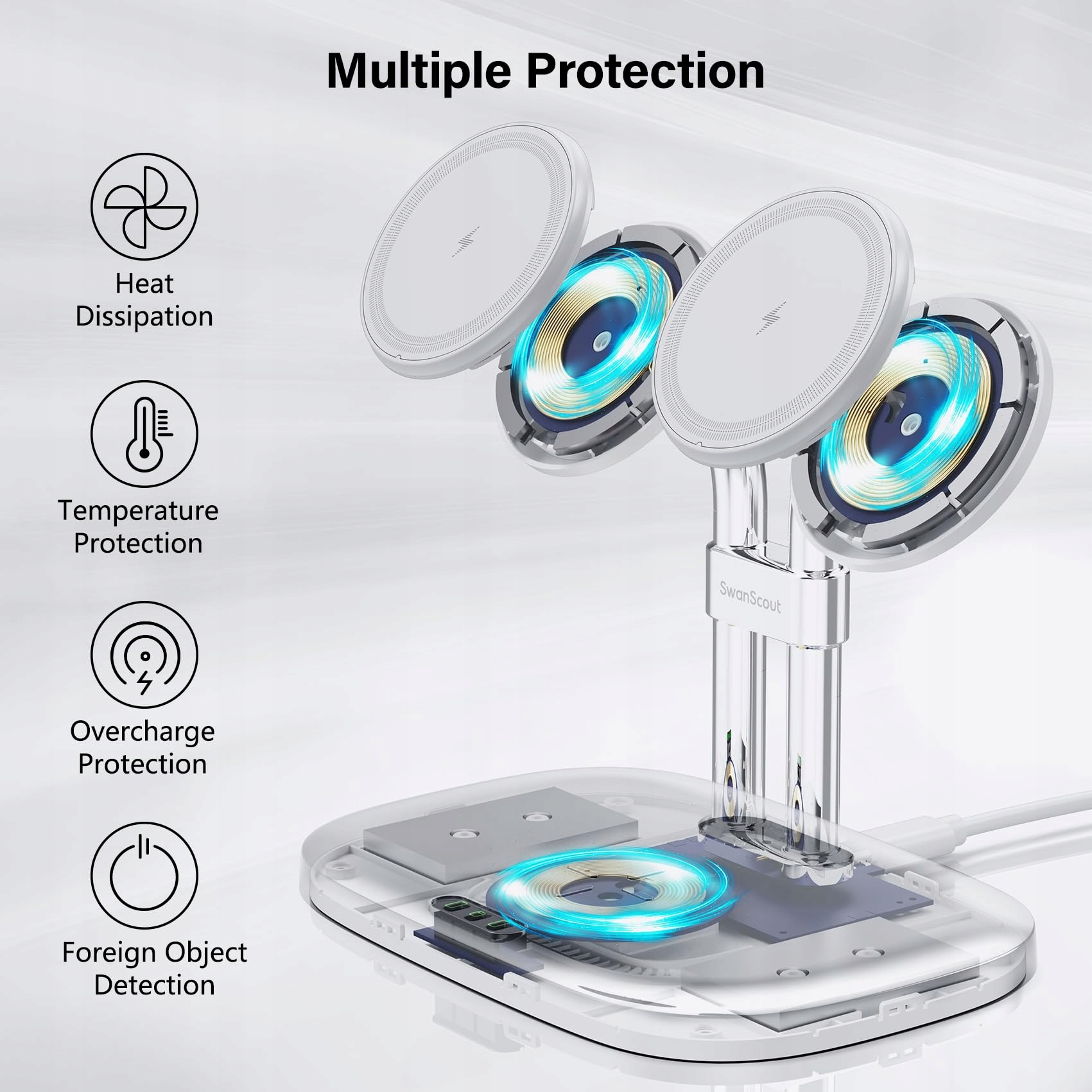 SWANSCOUT Indukcyjna Stacja Ładowania iPhone AirPods MagSafe 2 Telefony — miniatura 6