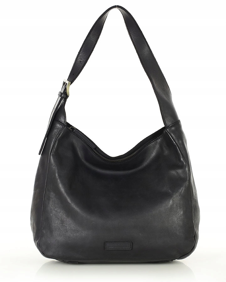 Torebka worek skórzana damska regulowana na ramię czarna Marco Mazzini