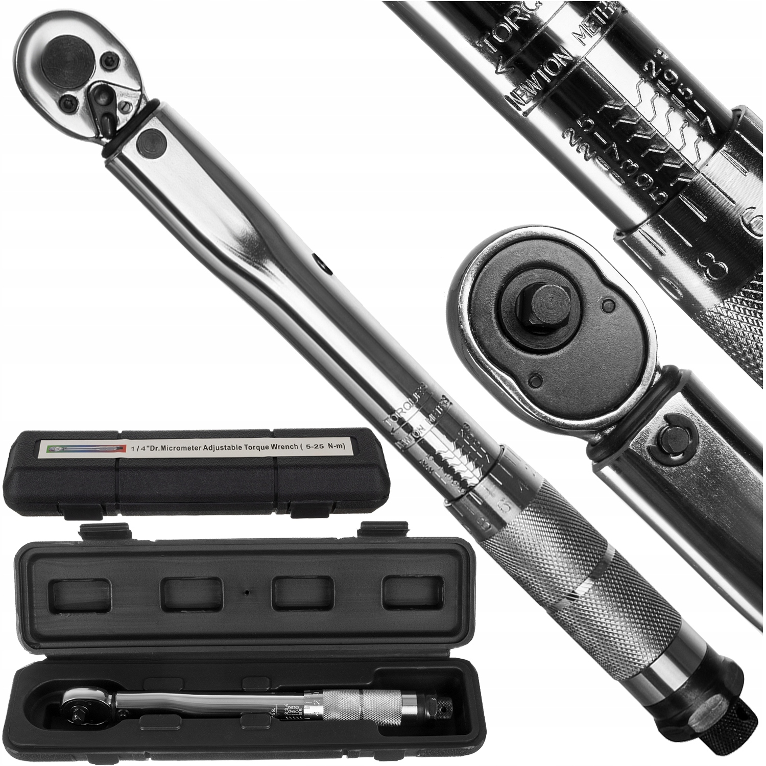 Klucz Dynamometryczny 1/4 5-25 Nm z Blokadą Blokada do Kół Precyzyjny Etui