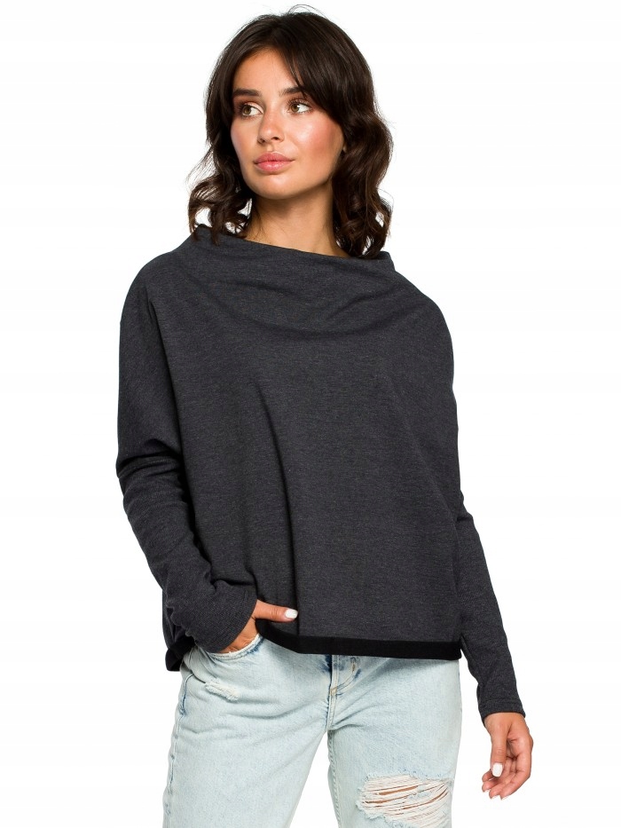 

Eu 2XL/3XL B094 Bluza z dekoltem z tyłu - grafitow
