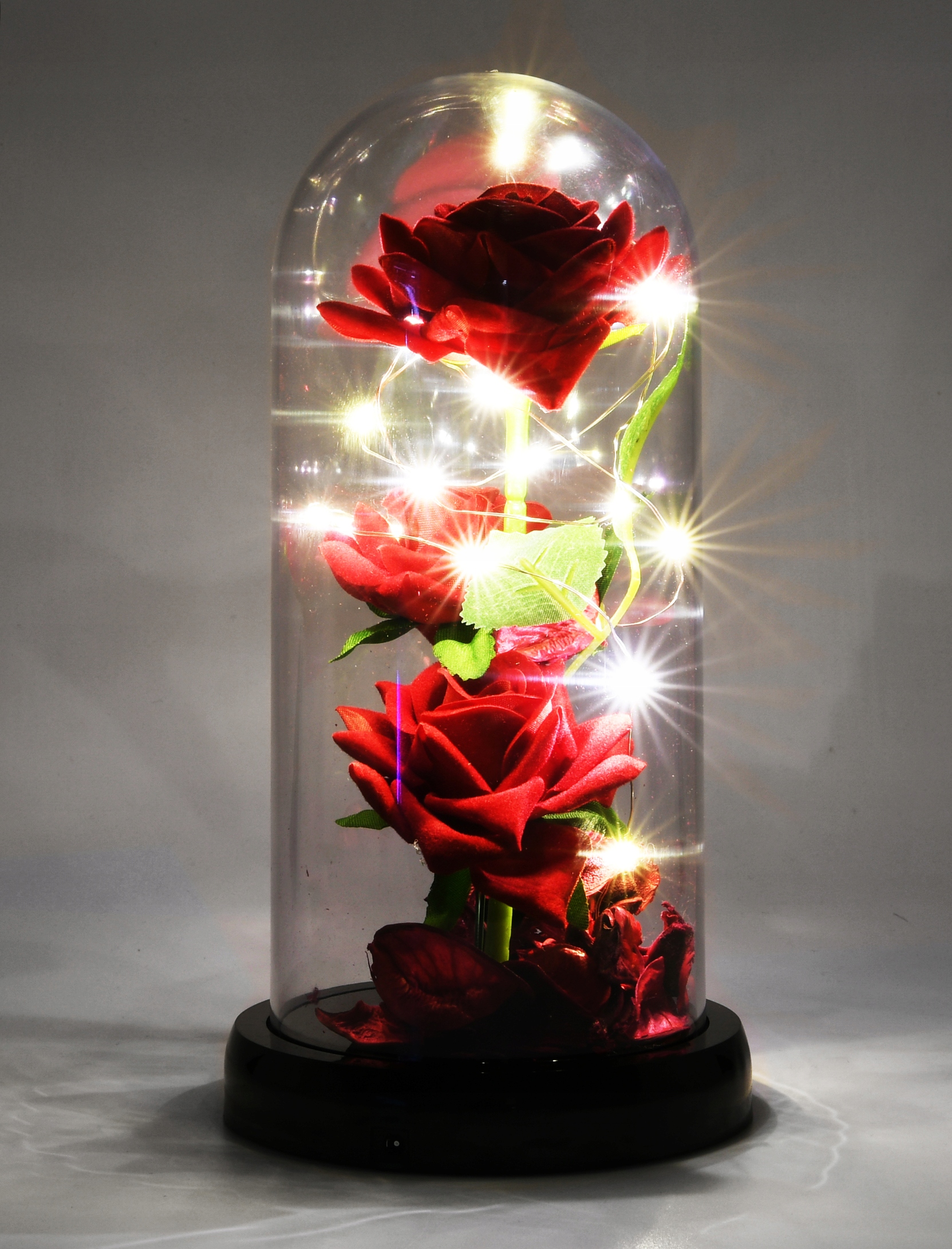 WIECZNA RÓŻA W SZKLE LED ŚWIECĄCA NA BATERIE + KABEL USB PREZENT Kod producenta NO-1009279