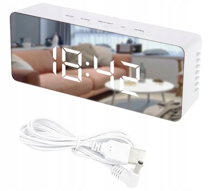 ZEGAREK ELEKTRONICZNY STOJĄCY BUDZIK ALARM DATA TERMOMETR LUSTRO LED ZEGAR EAN (GTIN) 5904121939247