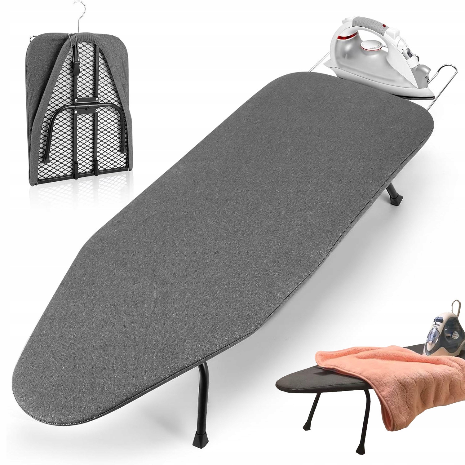 Levně Mini Žehlicí Prkno Na Psací Stůl Konstrukce Z Uhlíkové Oceli Černá 81*31*16