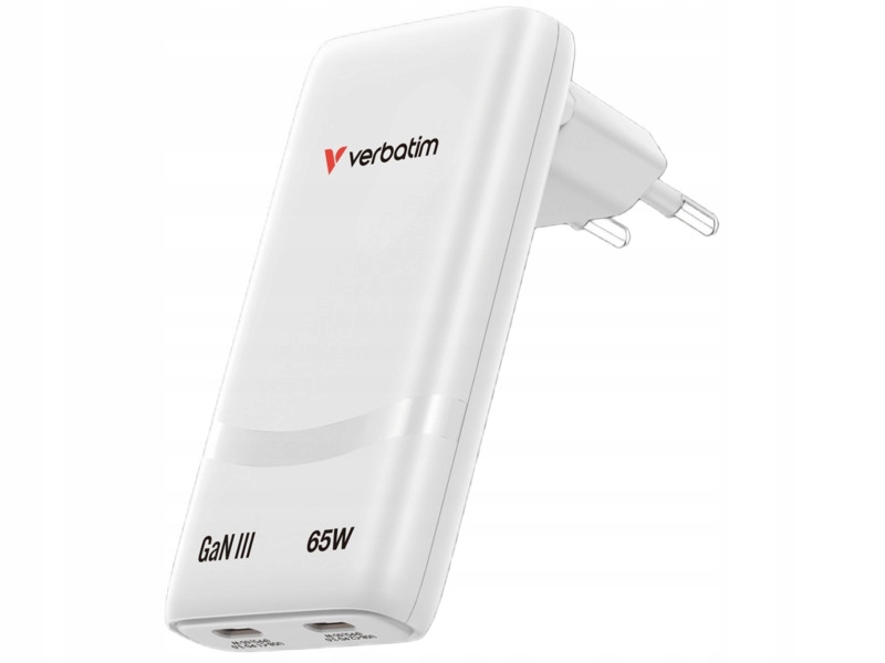 Ładowarka sieciowa Verbatim Fold 'n' Go GaN 65W Biały