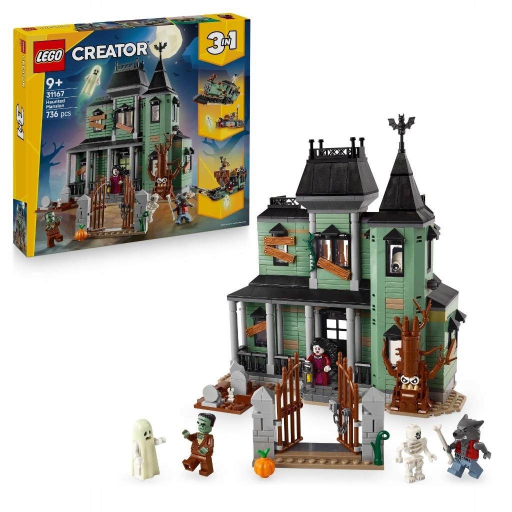 Lego(r) Creator 3v1: Strašidelná rezidence s 736 dílky a 5 minifigurkami