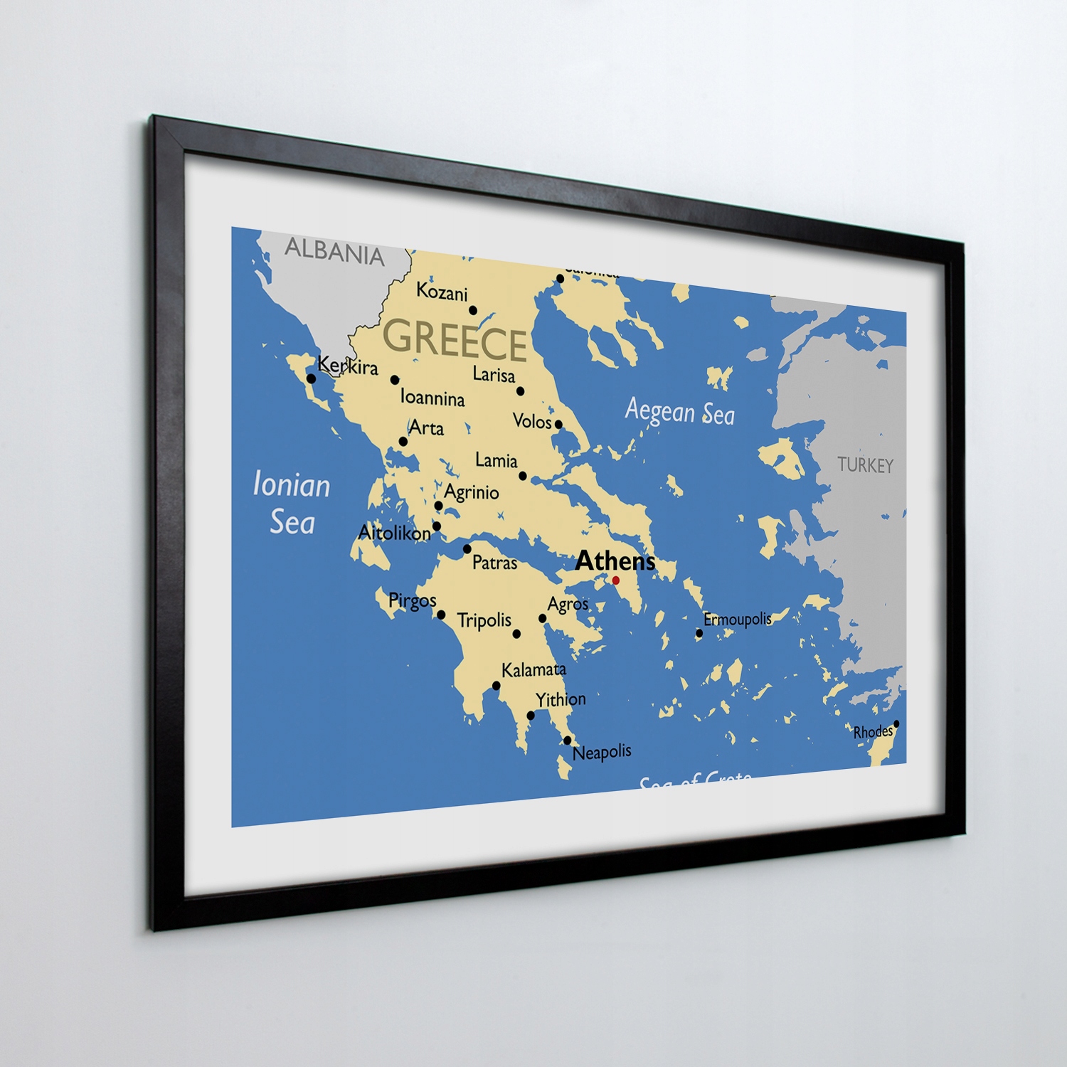 Obraz v ráme na stenu Mapa Grécko, more 70x50