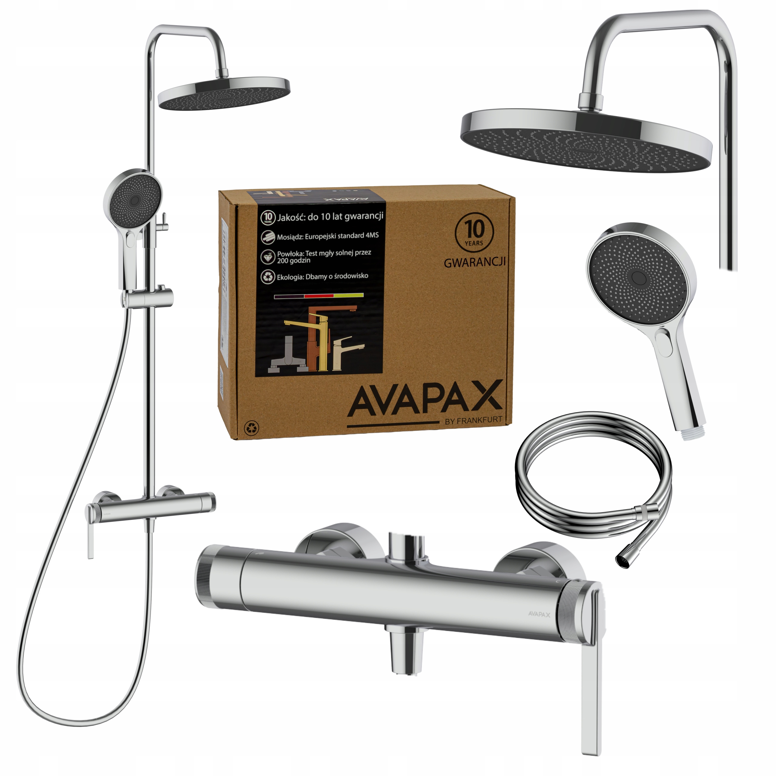 Sprchová sloupka s baterií, nastavitelná, stříbrná, sada do kabiny Avapax