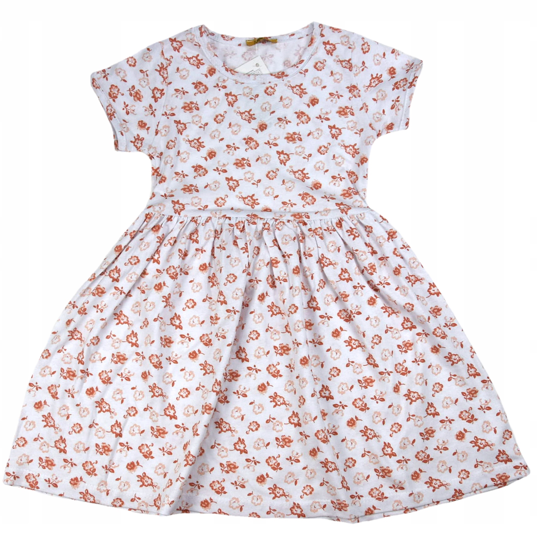 

Sukienka Bawełniana Krótki Rękaw Kwiatki Biała 110