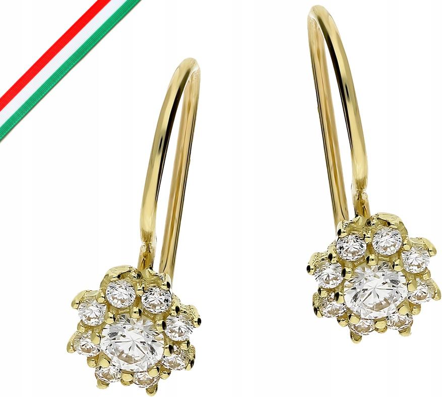 Zlaté náušnice 585 bílé markýzy na biglu 1,38 g dámské elegantní