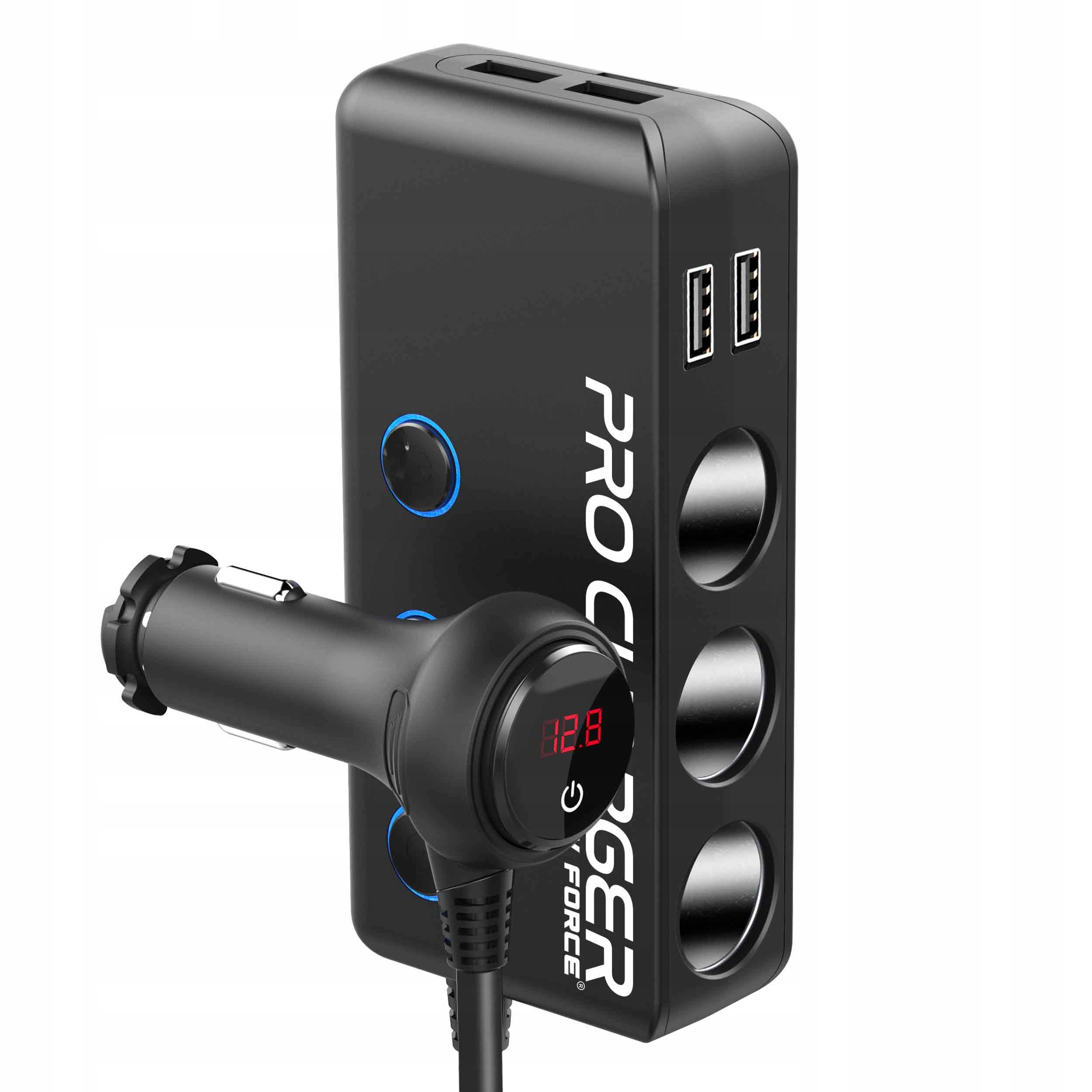 MOCNY ROZDZIELACZ GNIAZDA ZAPALNICZKI SAMOCHODOWEJ 12-24V 4xUSB QC PD 120W Stan opakowania oryginalne