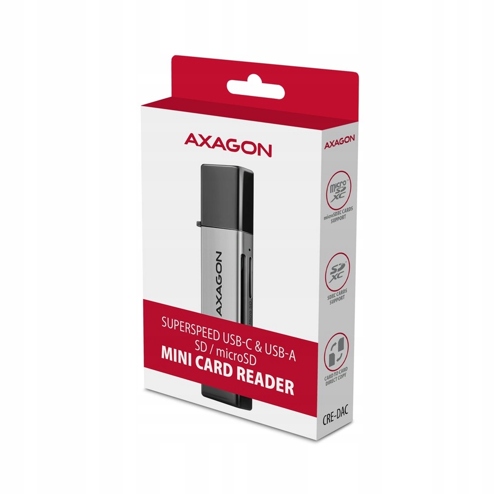 Czytnik kart pamięci Axagon Cre-dac Usb 3.2 Type-C oraz Type-A