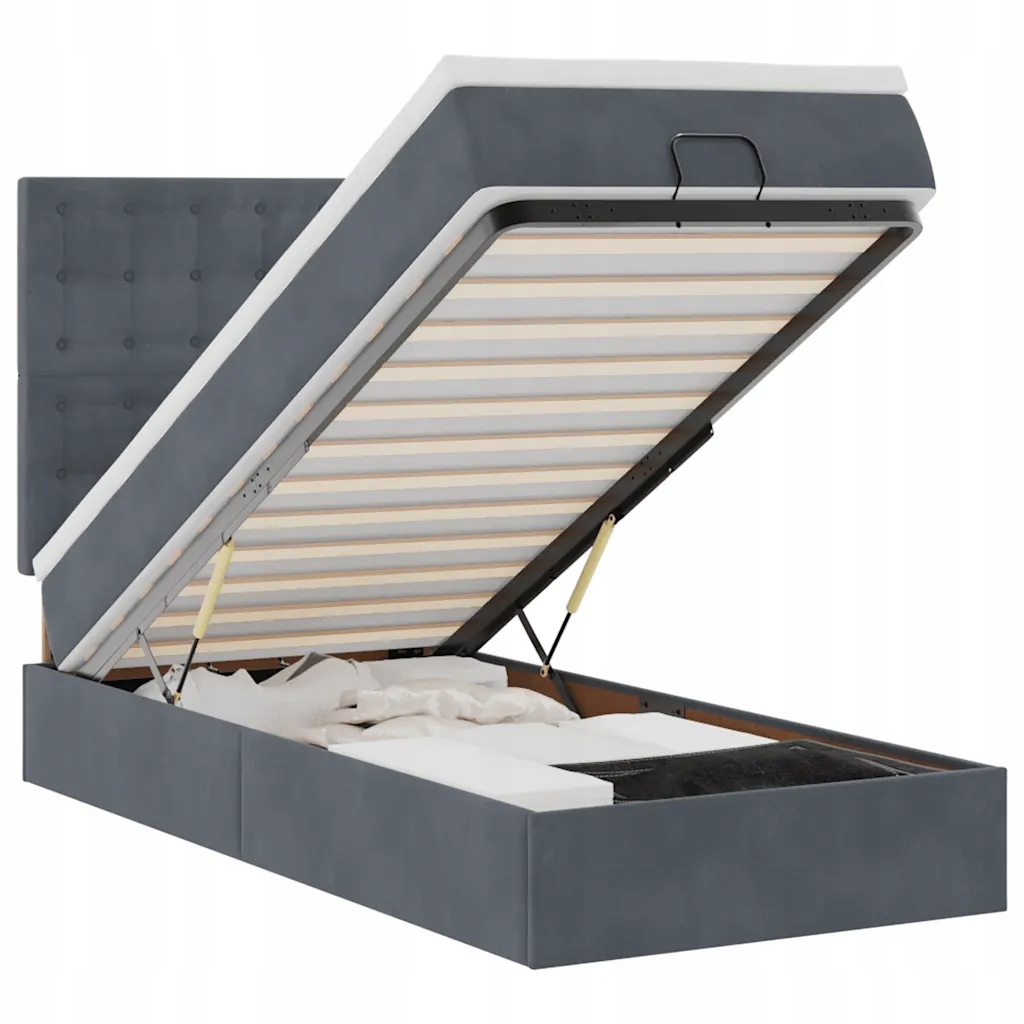 Otomana s matracemi 193x90x118 cm, tmavě šedá, s Led osvětlením