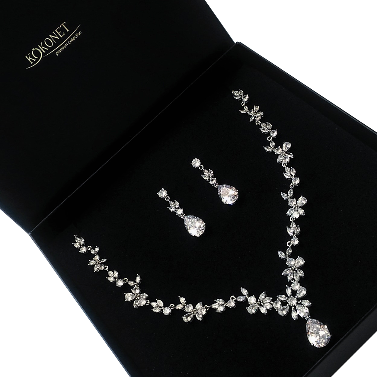 Náhrdelník s náušnicemi Stříbrný svatební Krásný glam