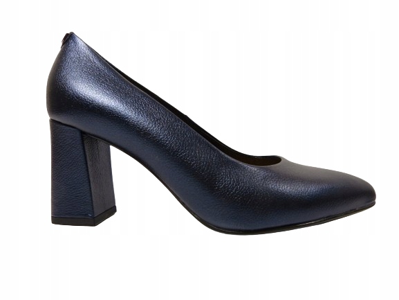 Kobaltové klasické lodičky s stabilním podpatkem, kožené dámské boty Sala 37