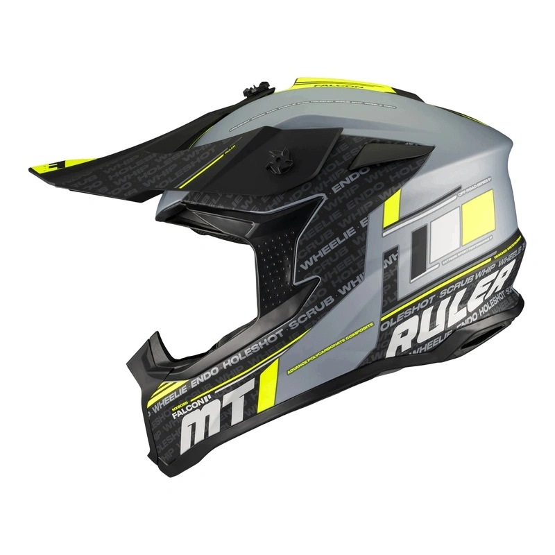 Prilba cross enduro Mt Falcon S Ruler C2 Matt šedá čierna žltá fluo Darčeky