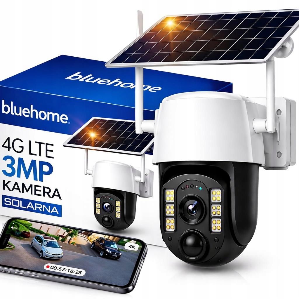 Kamera Solarna Obrotowa 3MP x 4G Lte Zewnętrzna Bezprzewodowa
