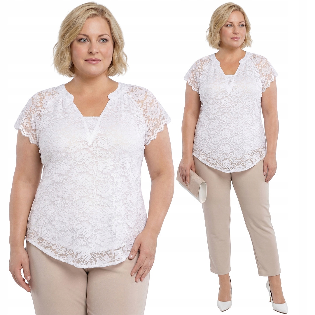 Biała koronkowa bluzka plus size rozmiar 50