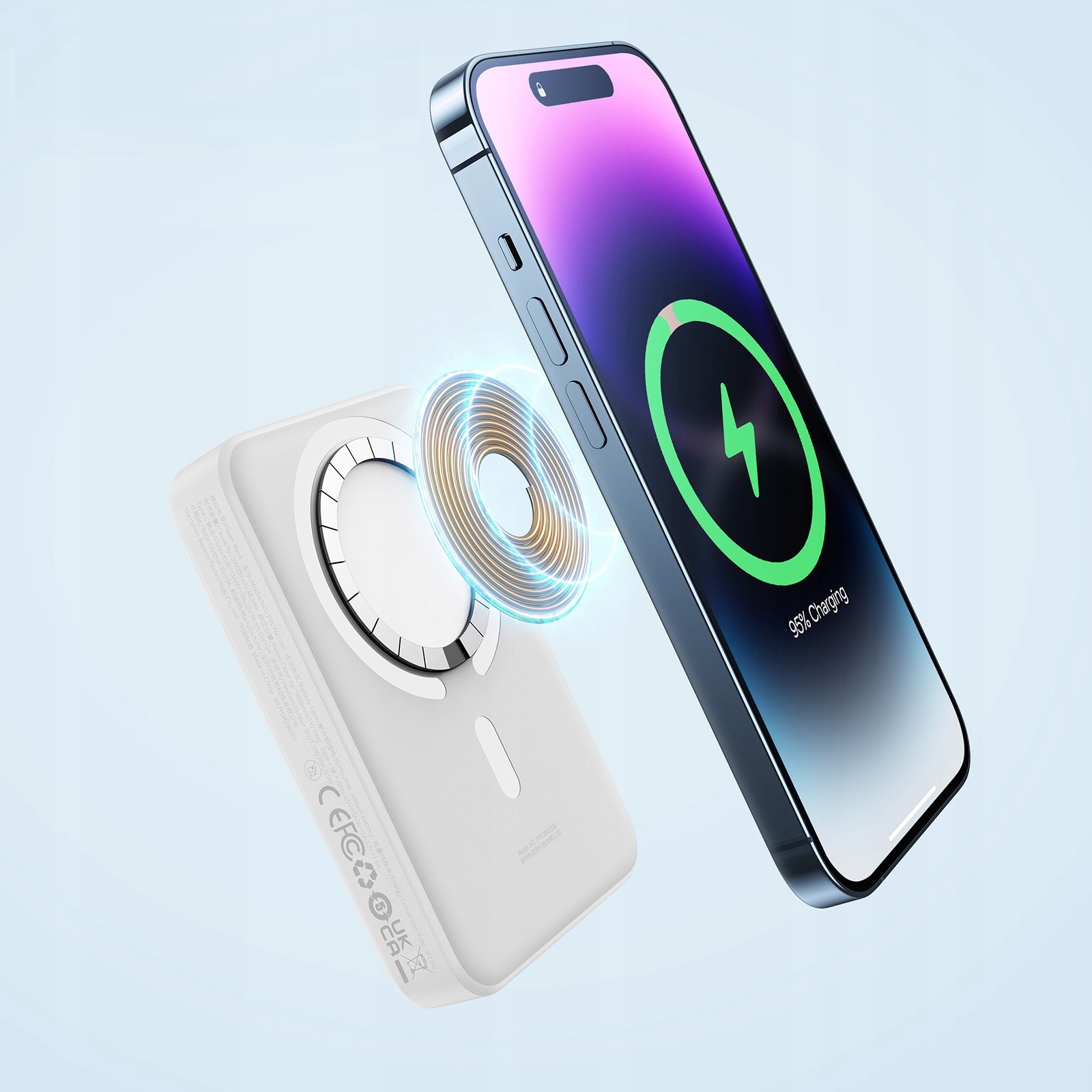 BASEUS POWERBANK MAGNETYCZNY ŁADOWANIE INDUKCYJNE MAGSAFE 10000MAH 20W Złącza USB typ C