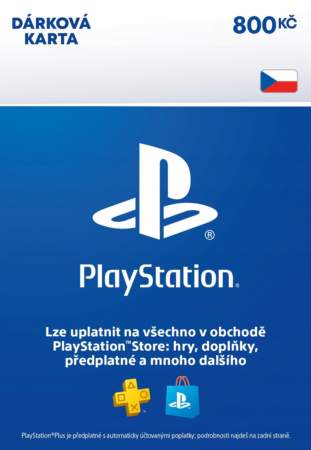 PLAYSTATION STORE DOŁADOWANIE CYFROWA 800 CZK KC
