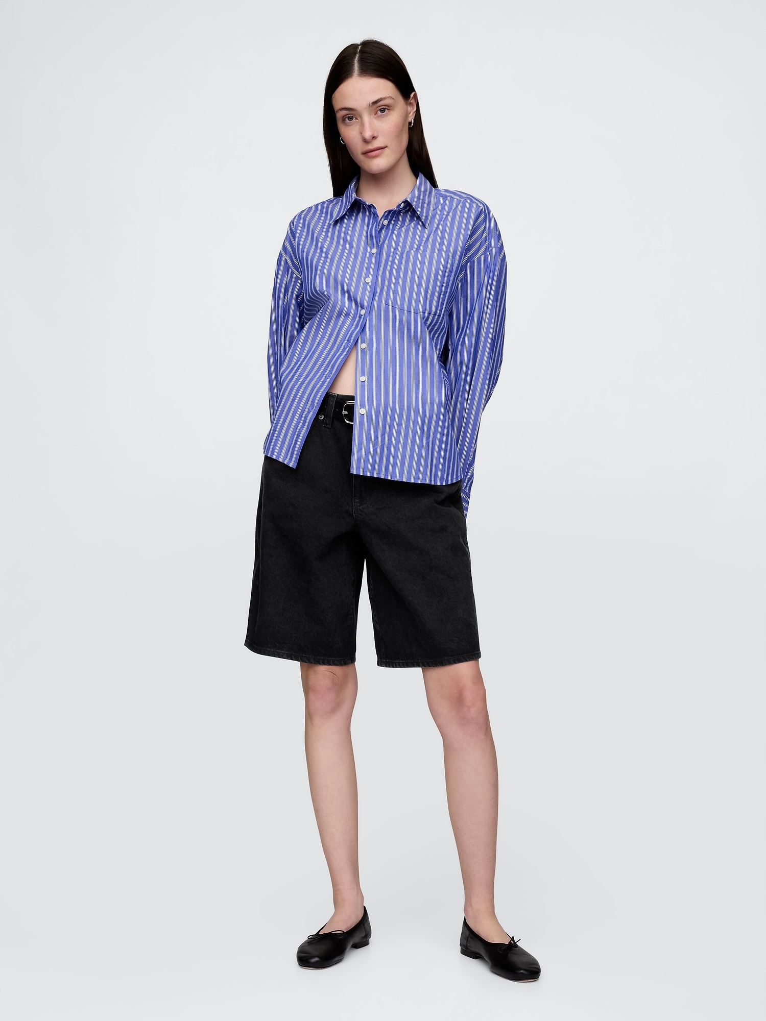 Gap Džínové kraťasy Mid Rise Longline