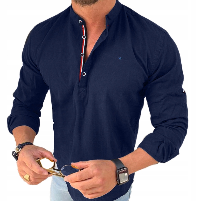 Pánská košile Stojka Casual Denní Lněná Len