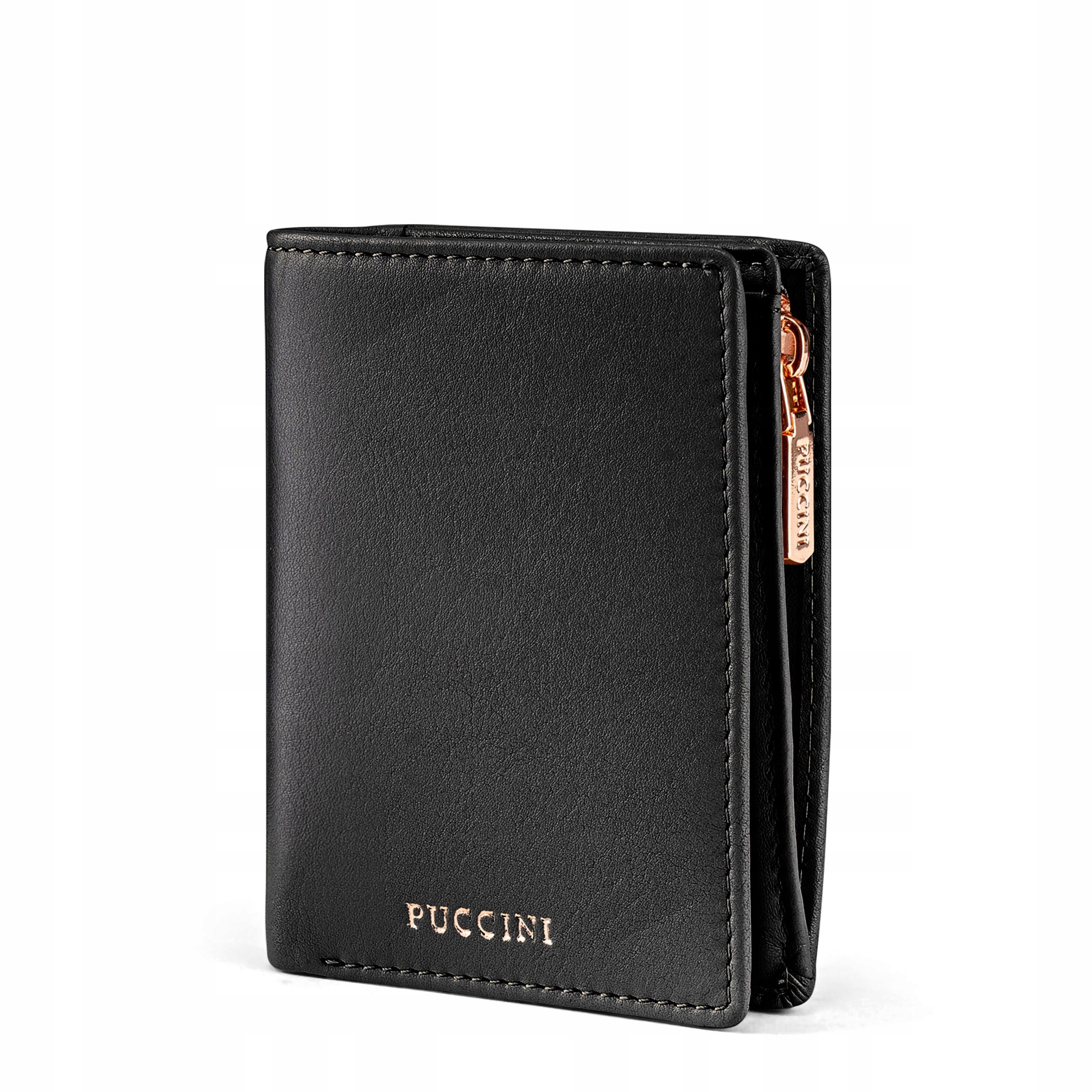 Portfel Damski Skórzany Mały Rfid Puccini Czarny ZN9006-1