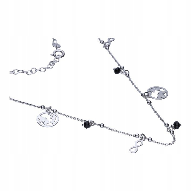 Stříbrný náhrdelník 925 s přívěsky nekonečno, zem černé zirkony
