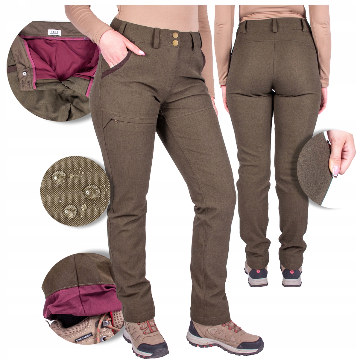 Dámské lovecké kalhoty voděodolné Na Lov do lesa Firi zelené 44