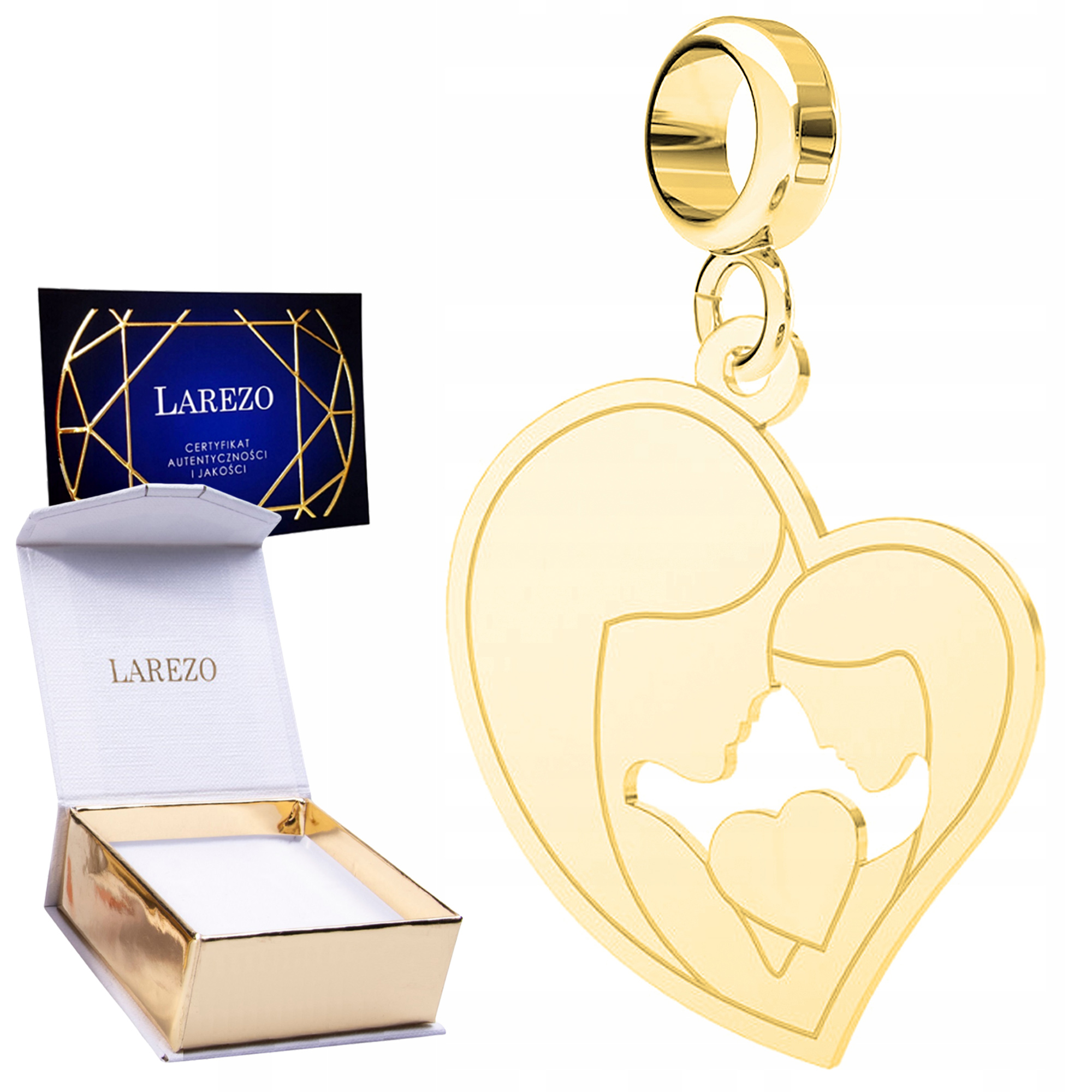 Charms Zlatá Matka s dítětem Dcera Srdce Srdíčko Family Love Stříbro 925