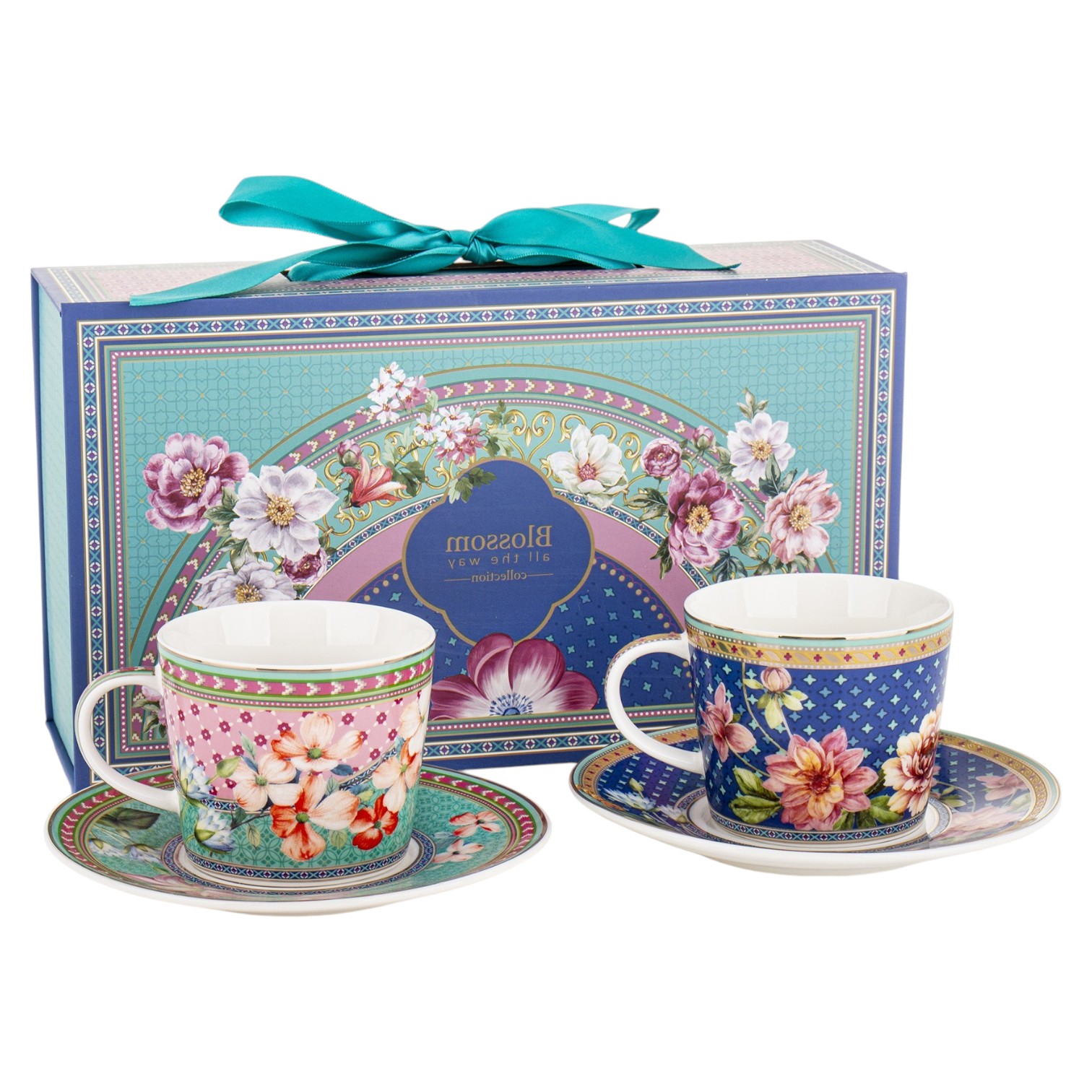 2x Šálek S Podšálkem 220 ML Šálky Na Kávu Espresso Porcelánový Set