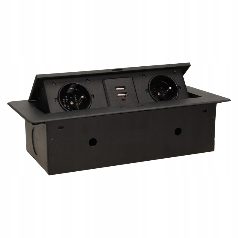 Zásuvka Zapuštěná Do Desky 2X2P+Z 2XUSB Plochý Okraj Černá ON-13109/B
