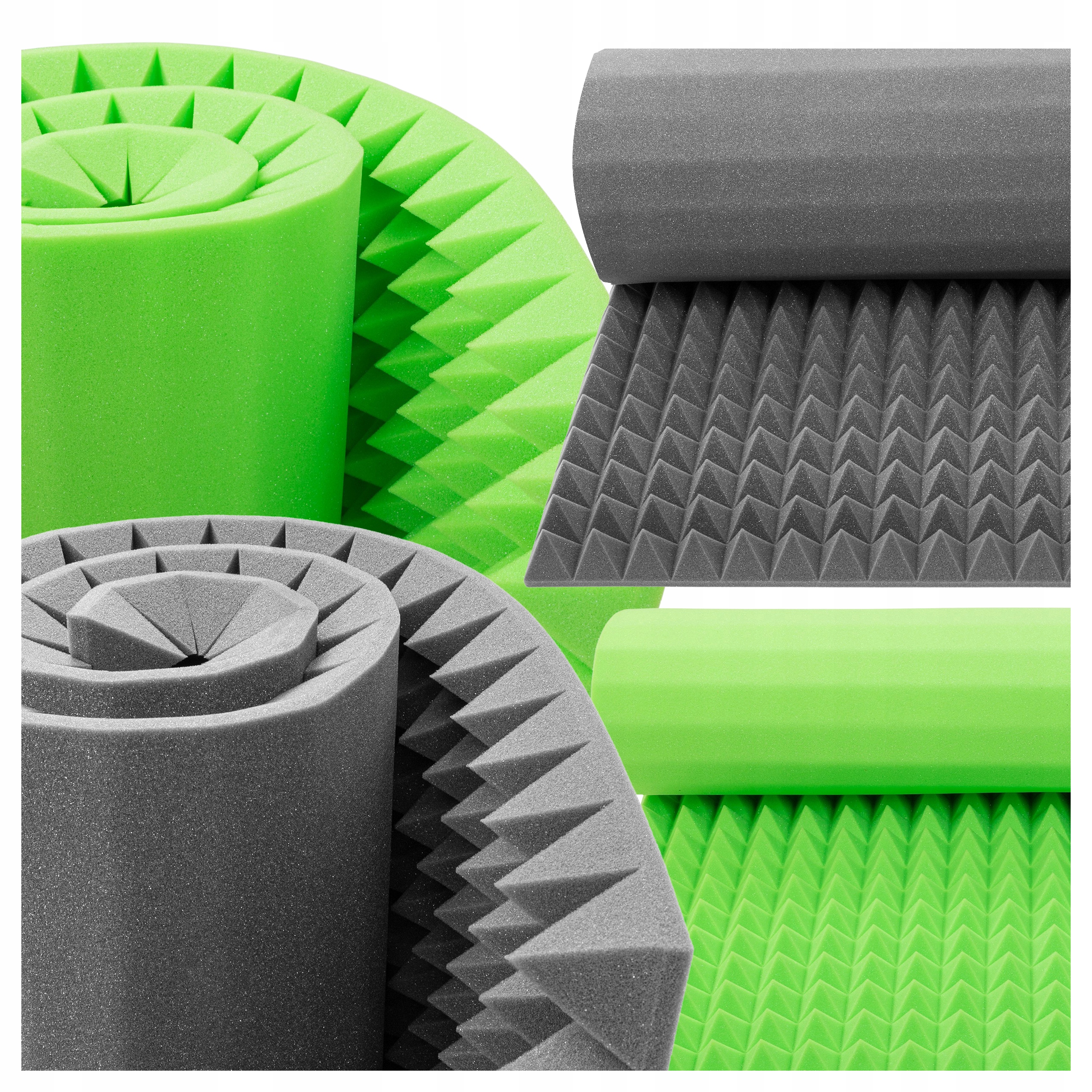 Akustické pěny pyramidka 200 x 100 cm Šedá světle zelená pro zkušebnu 6 cm