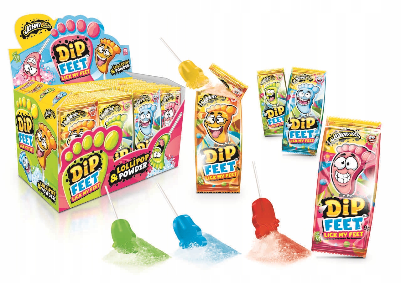 Solidní – Lízátko s kyselou oranžádou v prášku Dip Feet 9 g x 48 ks