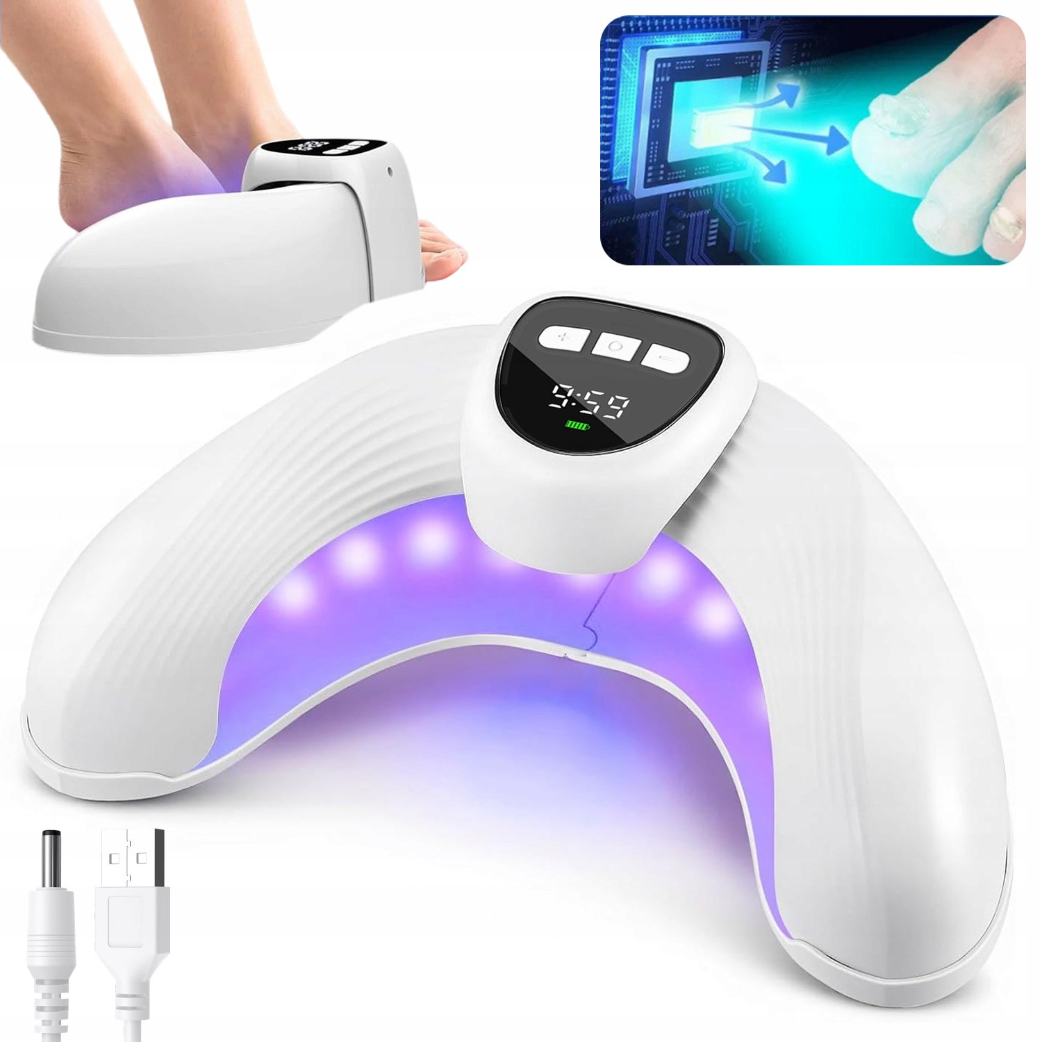 Léčba Mykózy Nehtů Laserová Led Lampa 22 Diod Snadné Ovládání Dobíjecí