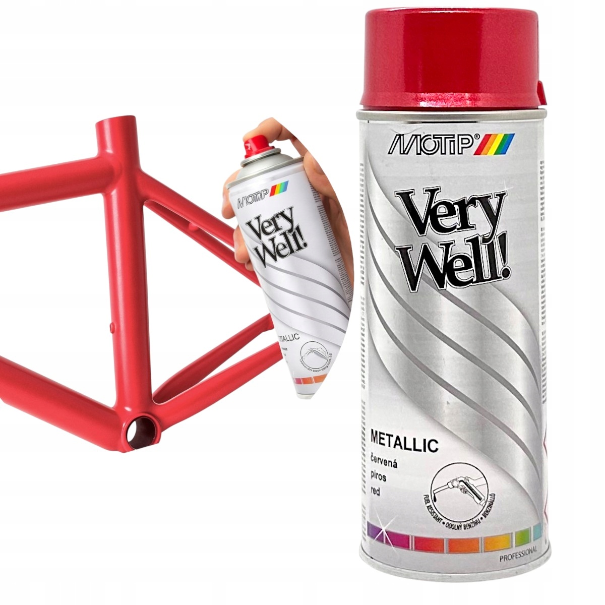Motip Lakier Metaliczny Malinowy Czerwony Metalik Spray 400ML