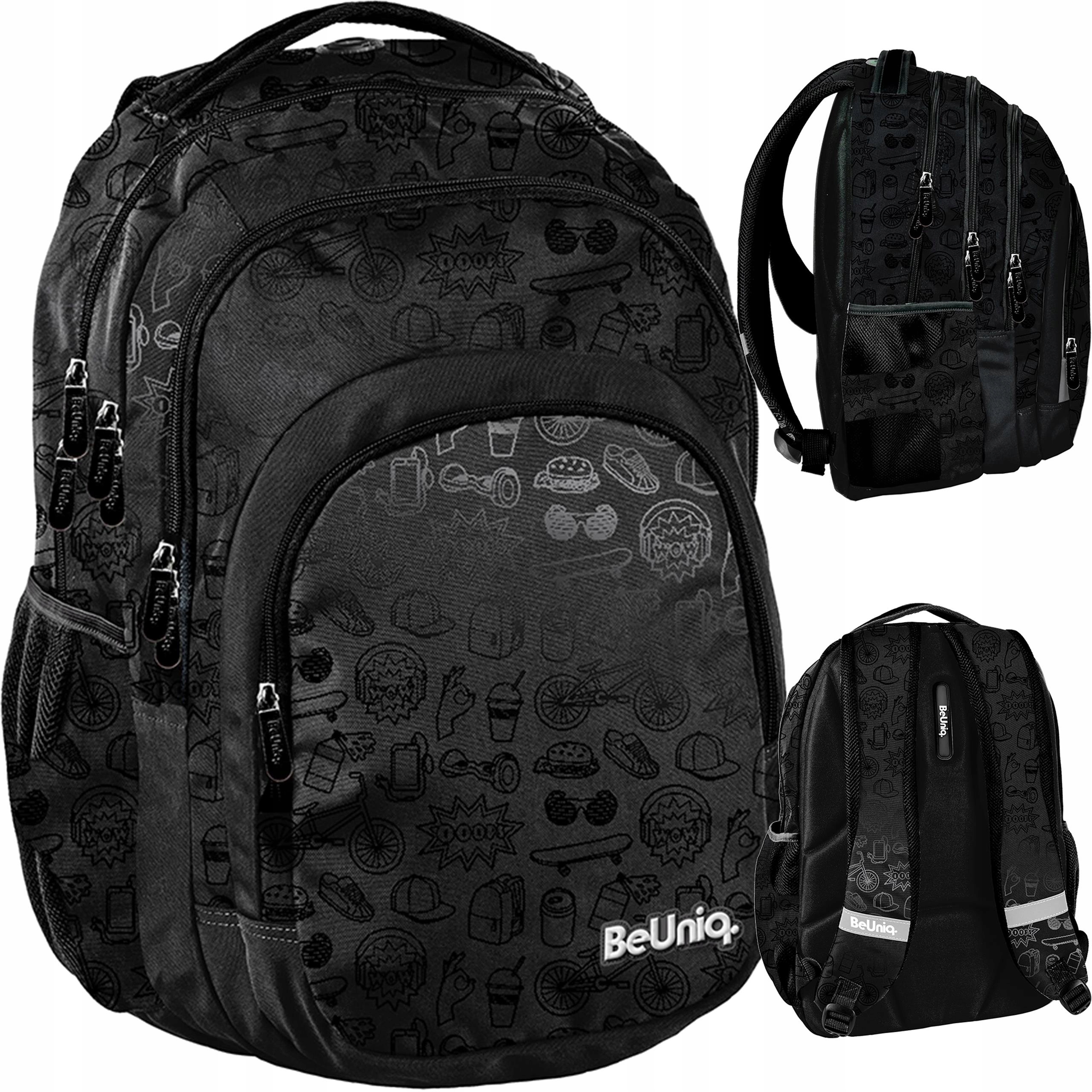 

Czarny Plecak Młodzieżowy Duży Dla Chłopaka BeUniq