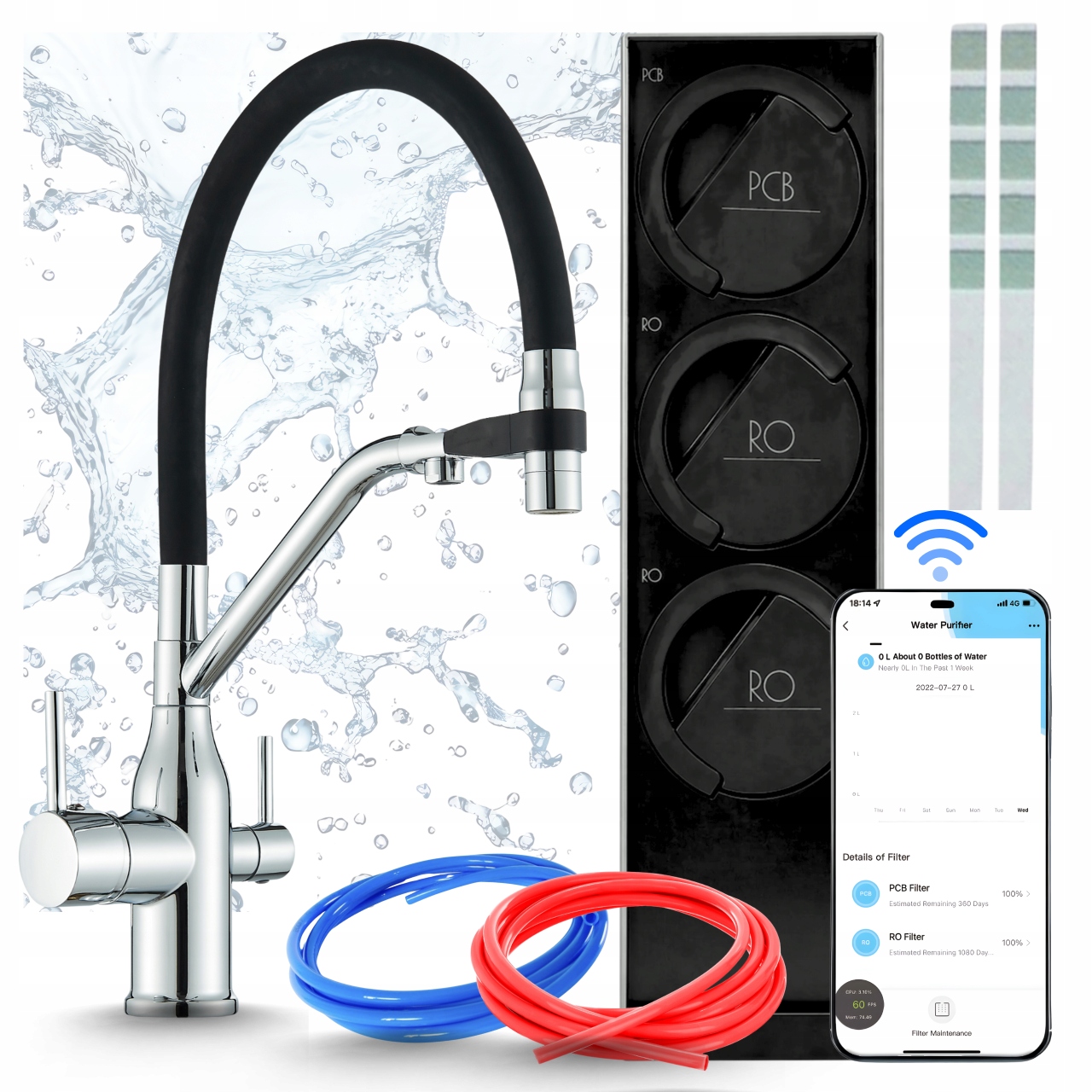 Filter Reverznej Osmózy Midea 800GPD Smart Wifi Čerpadlo A Kuchynská Batéria
