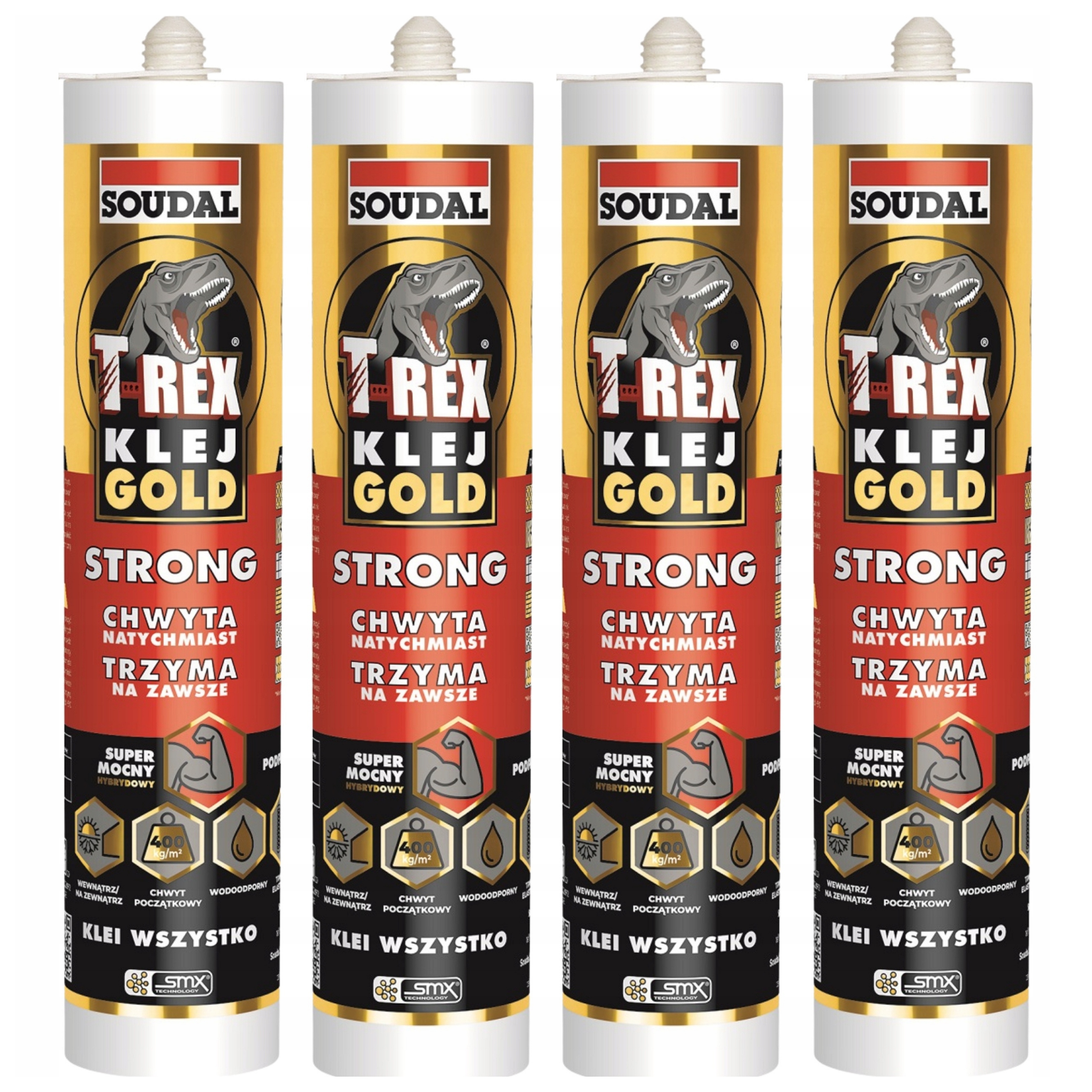 Klej Montażowy T-rex gold strong Soudal 290 ml Biały Mocny Uniwersalny x 6