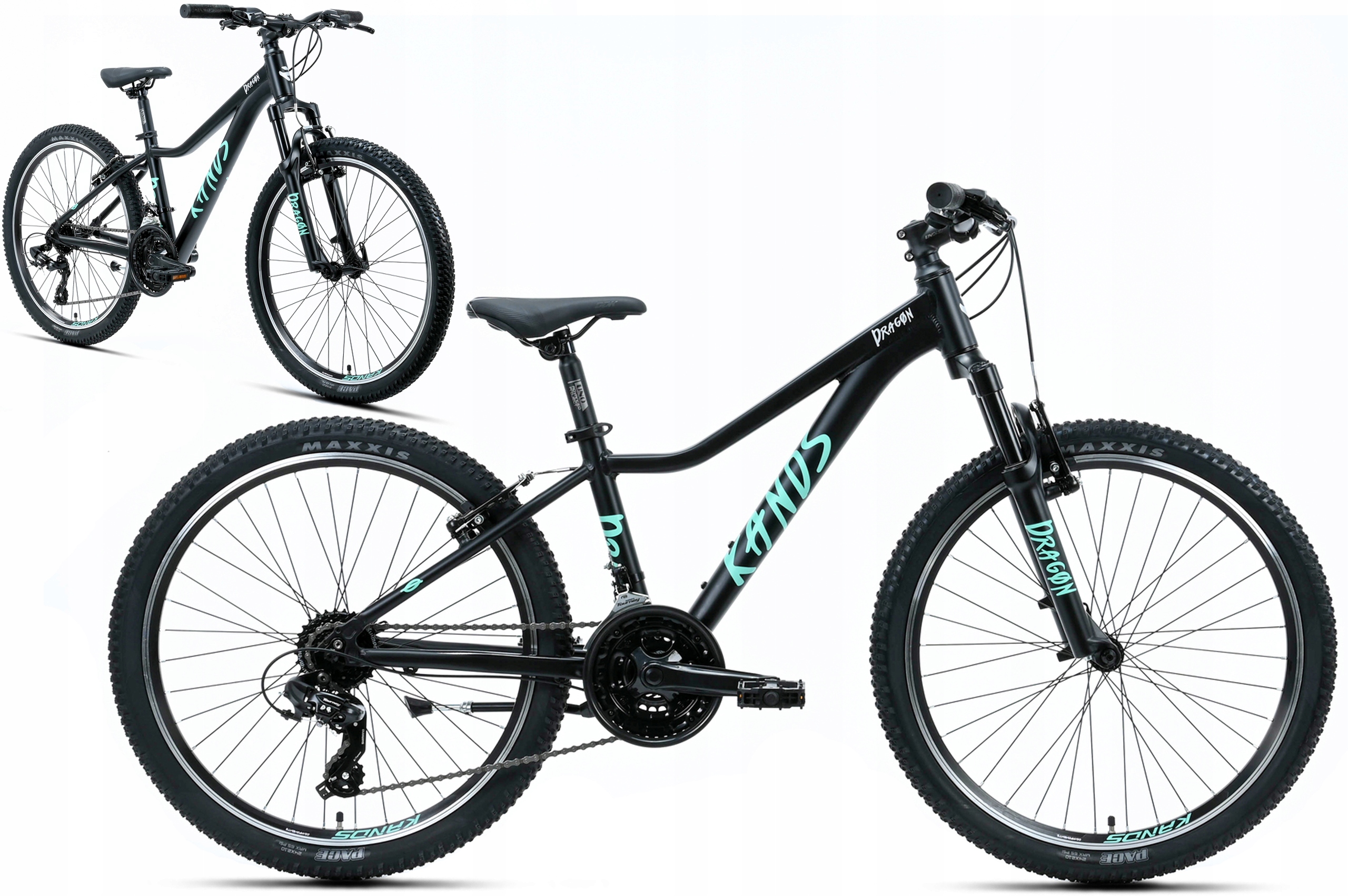 Rower dziecięcy 24" Kands Dragon rama 13" czarny miętowy R26