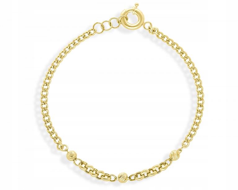 Dámský zlatý náramek s lesklými kuličkami pr585