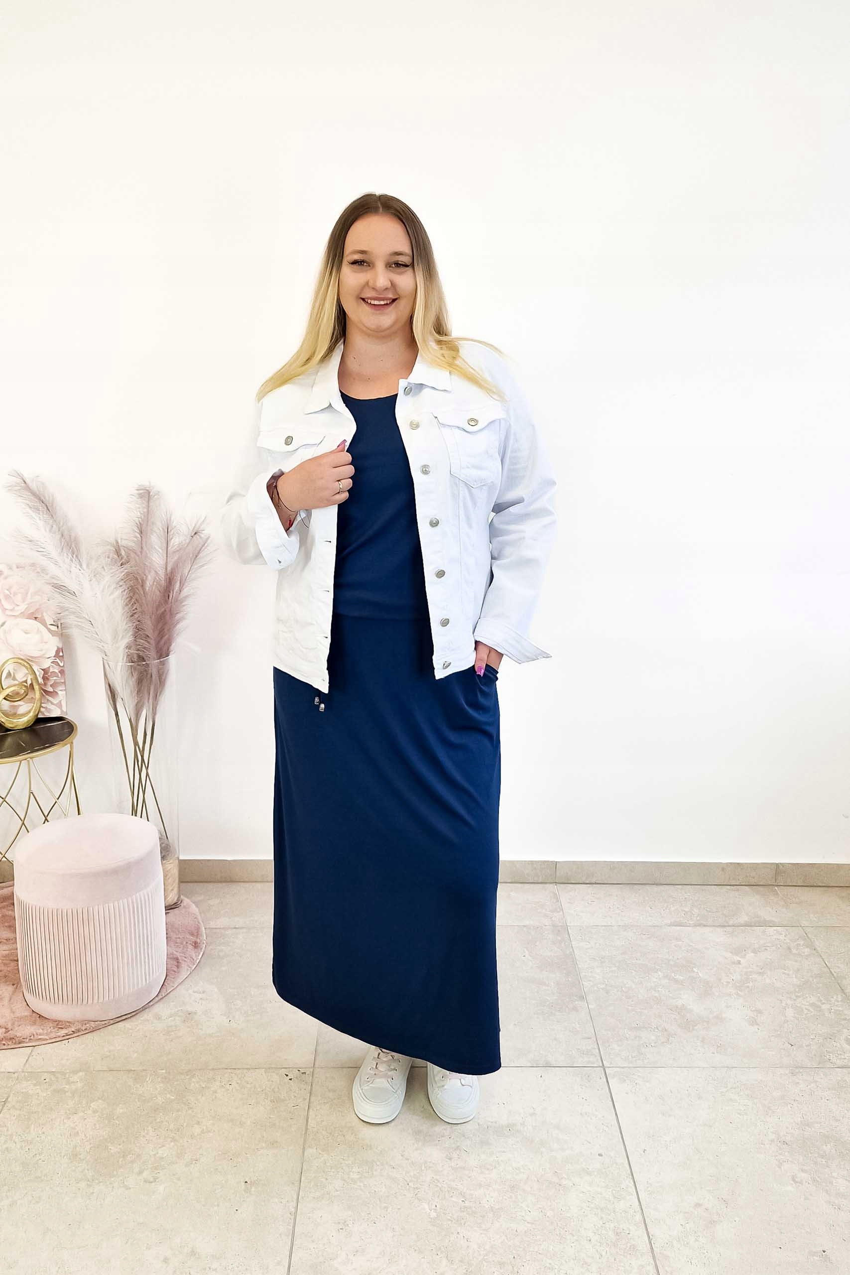 Dámská džínová bílá katana Bílá 2XL