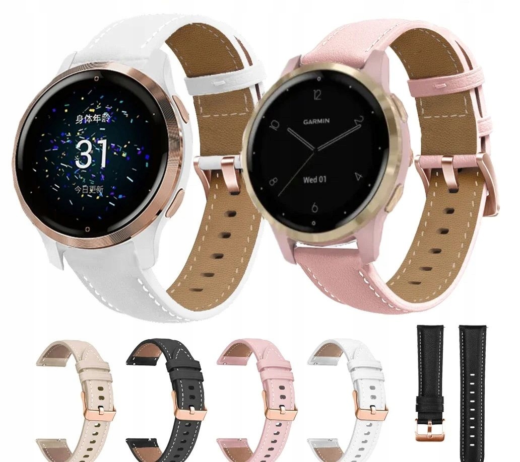PASEK SKÓRZANY 18MM DO GARMIN VIVOACTIVE 4S / VENU 2S / 3S - KOLORY Producent Inna