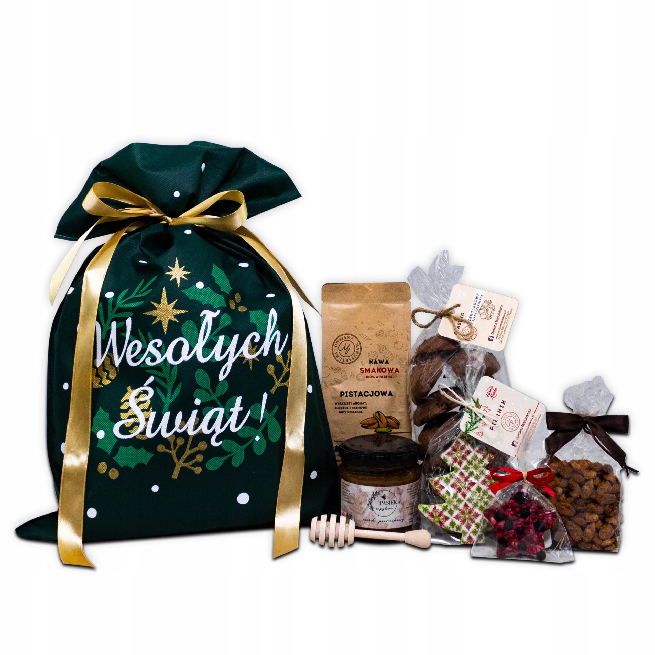 Elegantní Taška Cukrovin jako Hotový Vánoční Dárek káva , med, sladkosti