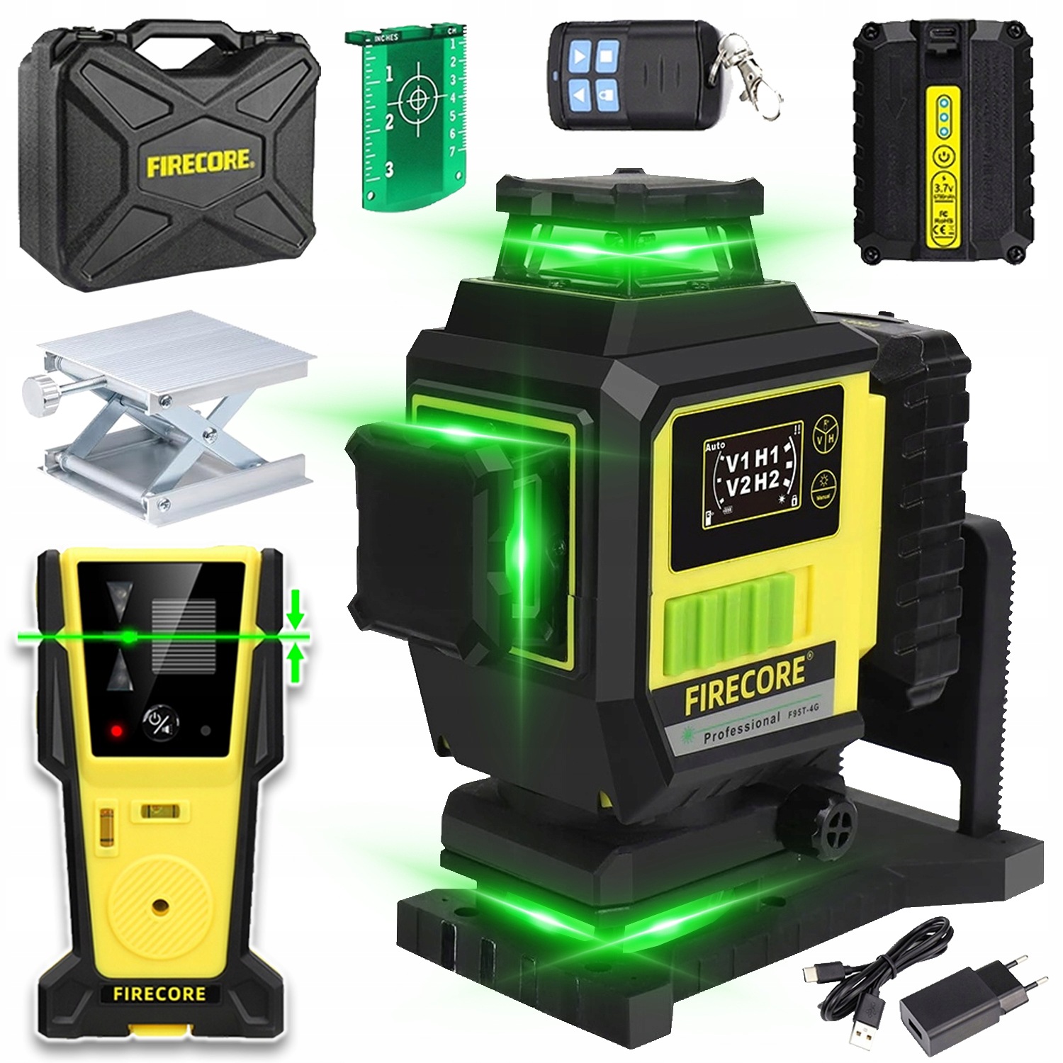Poziomica Laserowa 4D 16 Linia Krzyż 360 Laserowa Samopoziomująca Odbiornik