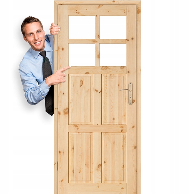 Drzwi do WC sosnowe sęczne drewno GAZDA 90 L P