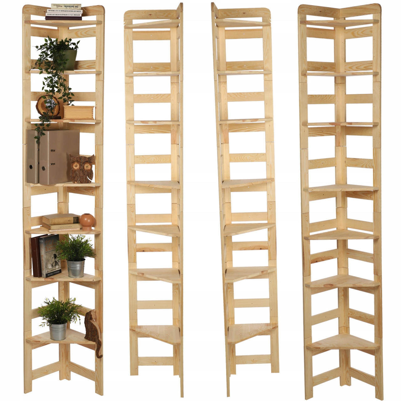 Regál na knihy, stojany, borovica, Modulárny, vysoký, Ekologický