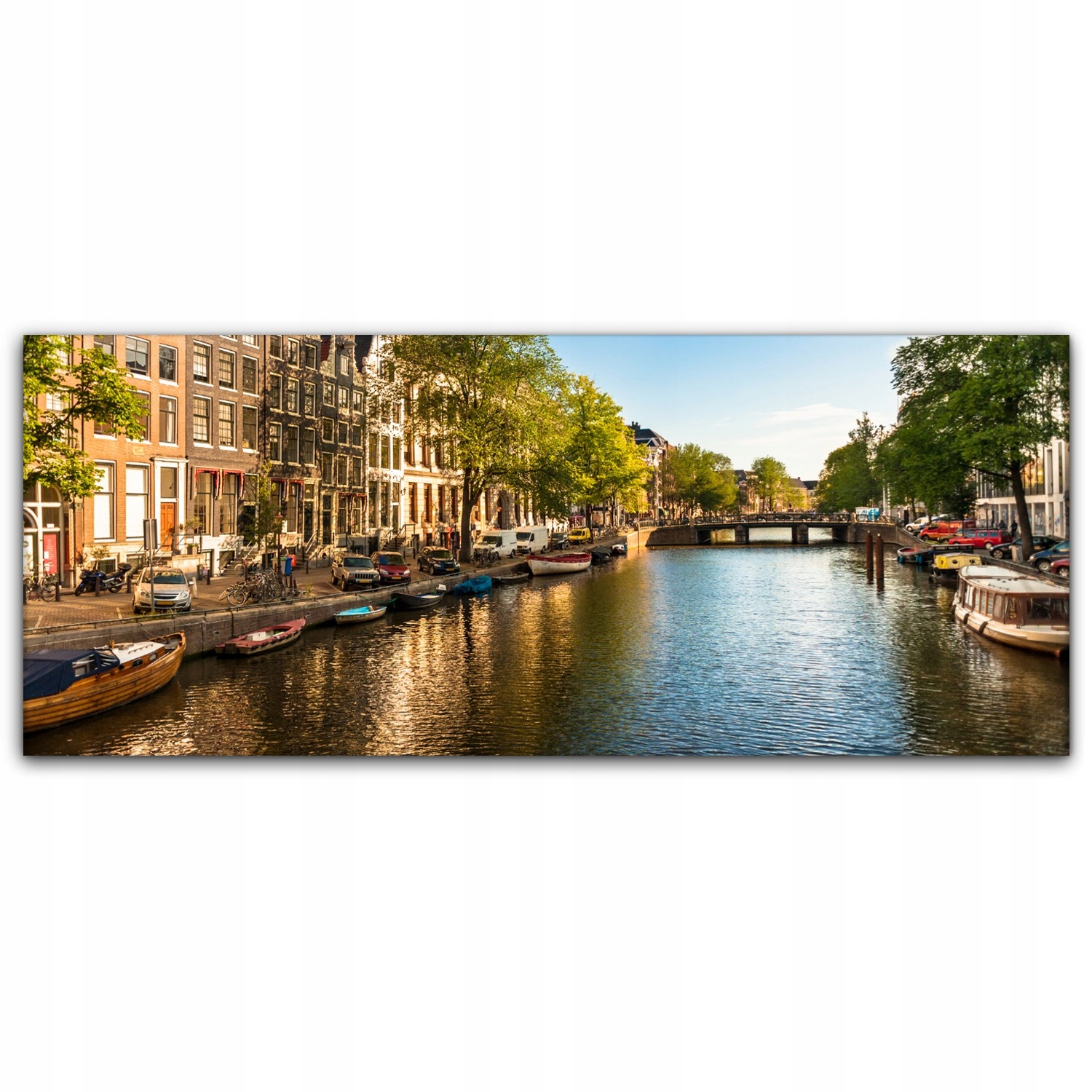 

Fotoobraz na płótnie 125x50 Domy Łódki Amsterdam