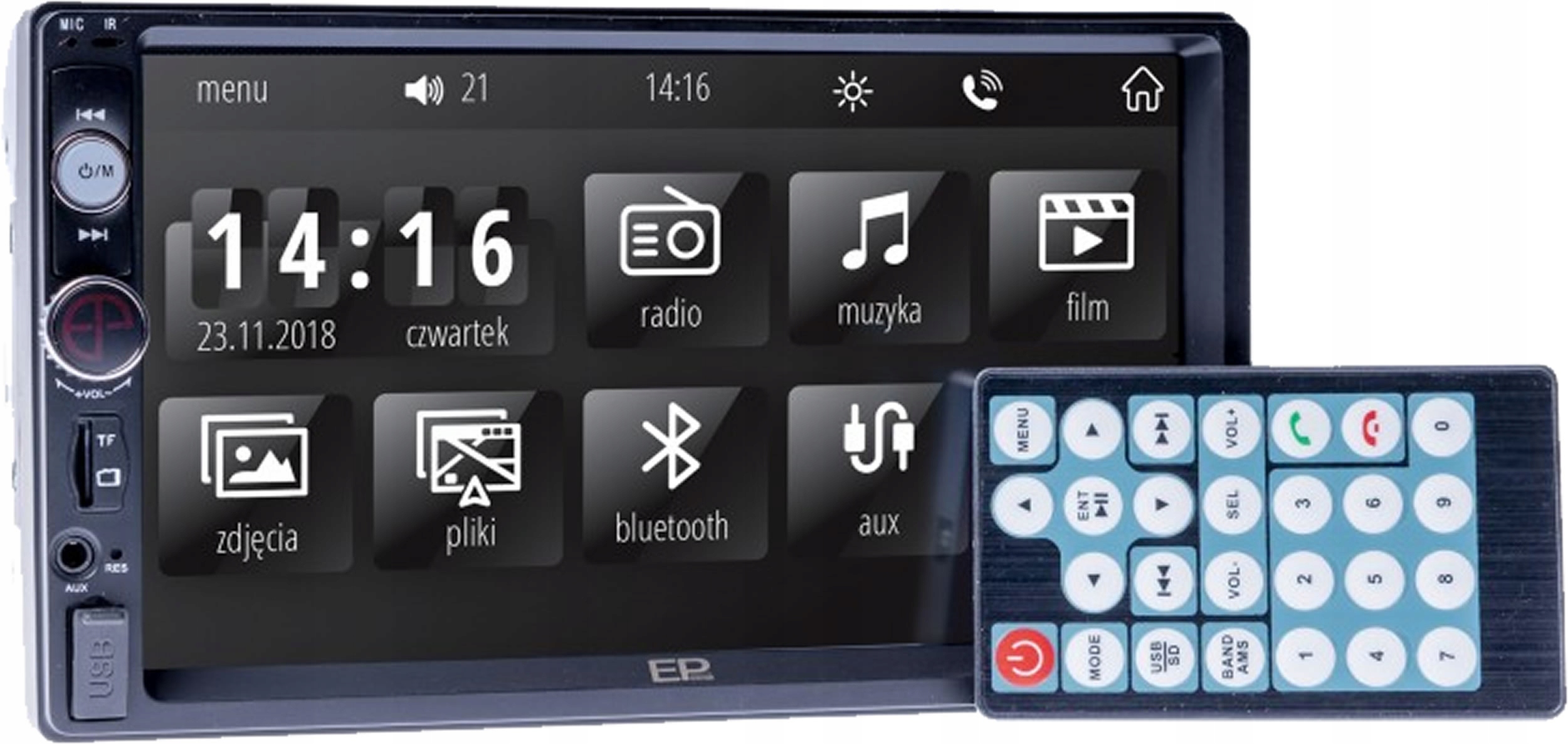 Rádio Velký Displej 7 palců MP5 MirrorLink Usb Bt 2DIN